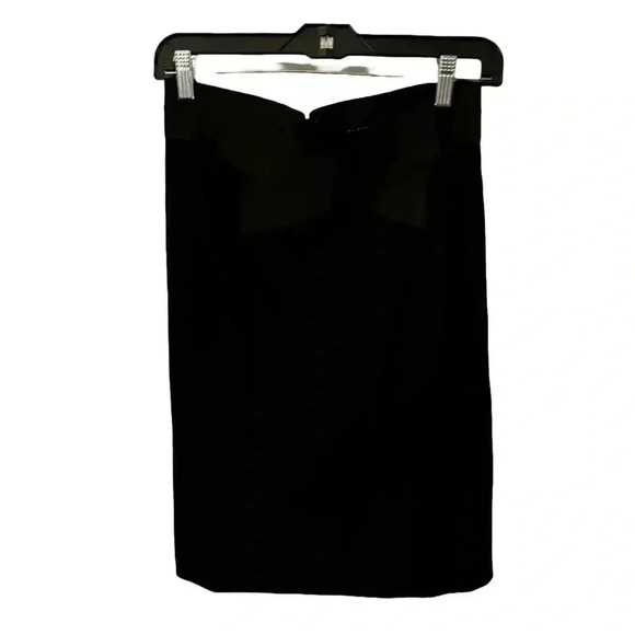 Elie Tahari black black skirt with a criss cross stretch waist zip up back sz 8 - Picture 2 of 11